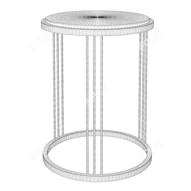 Elegant Rose Quartz Brass Side Table 3D model image 2