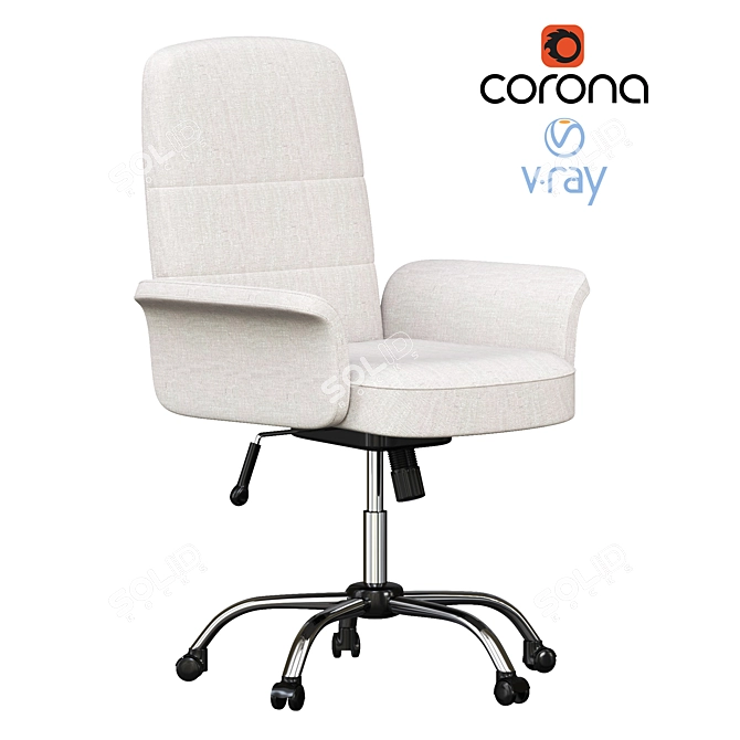 Elegant Fabric Office Chair 3D model image 1