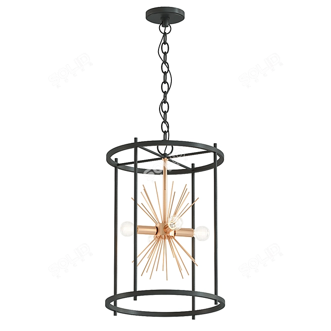 Elegant Gold Starburst Chandelier 3D model image 1