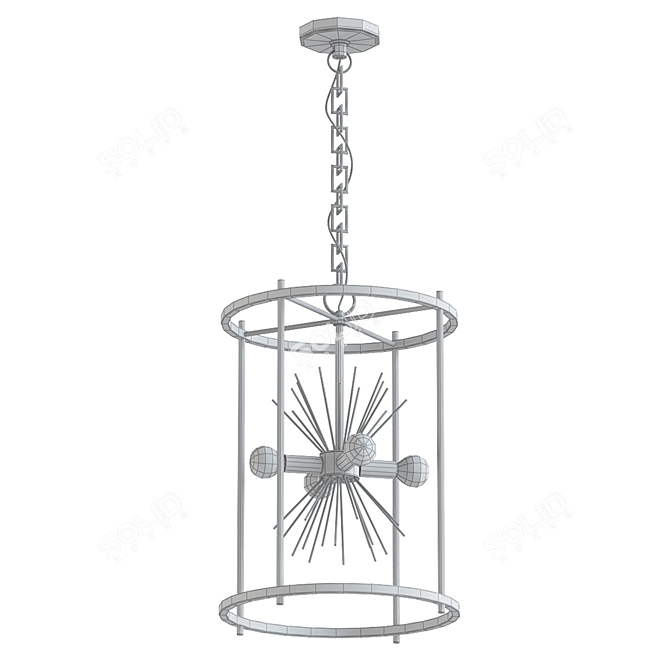 Elegant Gold Starburst Chandelier 3D model image 2