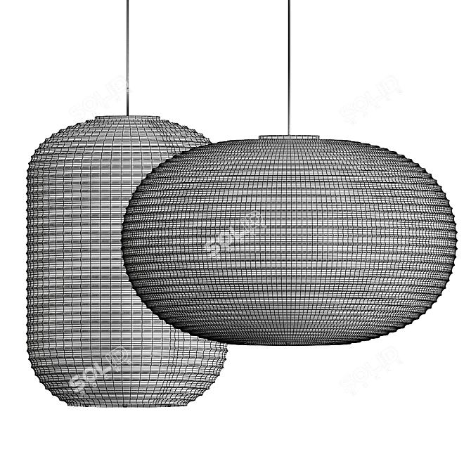 Elegant Paper Shade Pendants 3D model image 3