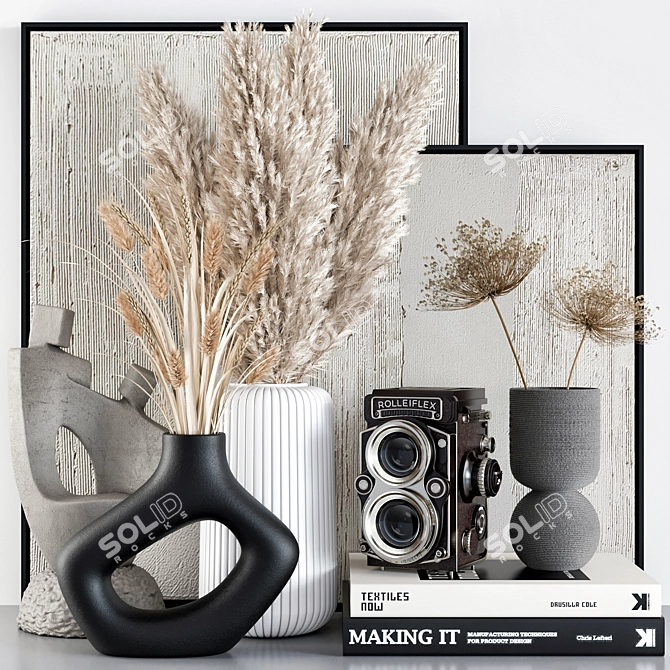 Elegant Decor Set: Plants, Vases, Books & More 3D model image 1