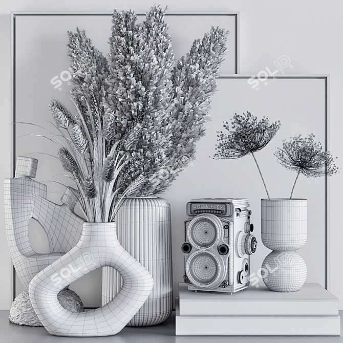 Elegant Decor Set: Plants, Vases, Books & More 3D model image 5