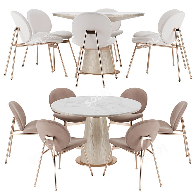 Elegant Jane Dining Chair Set 3D model image 1