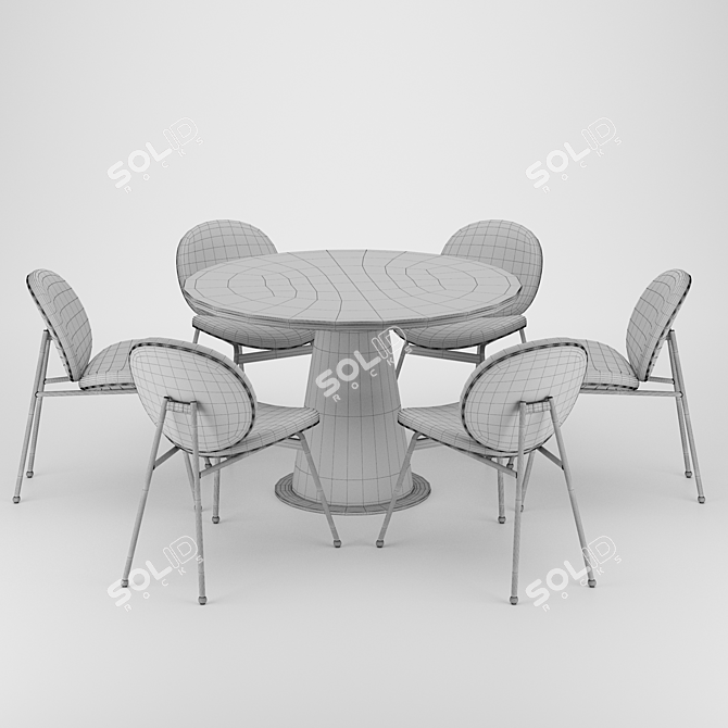 Elegant Jane Dining Chair Set 3D model image 3