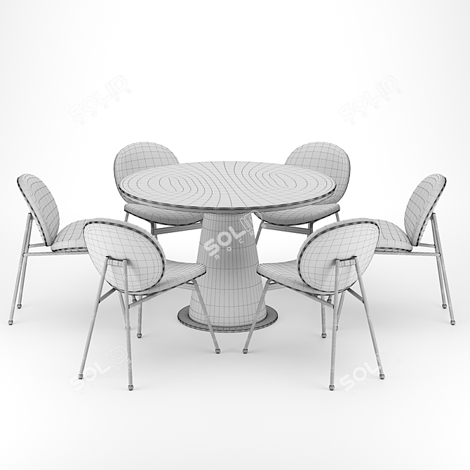 Elegant Jane Dining Chair Set 3D model image 5