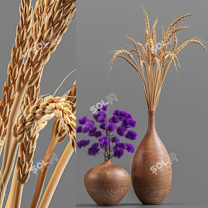 Elegant Dry Flower Set 3D model image 4