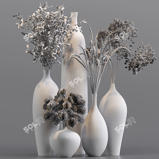 Elegant Dry Flower Set 3D model image 5