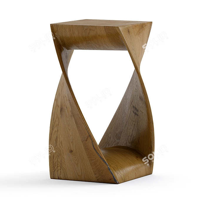  Rustic Industrial Twisted Wood Side Table 3D model image 1