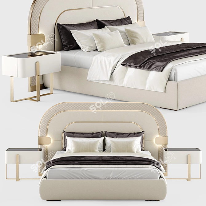 Elegant Eden Double Bed 3D model image 1