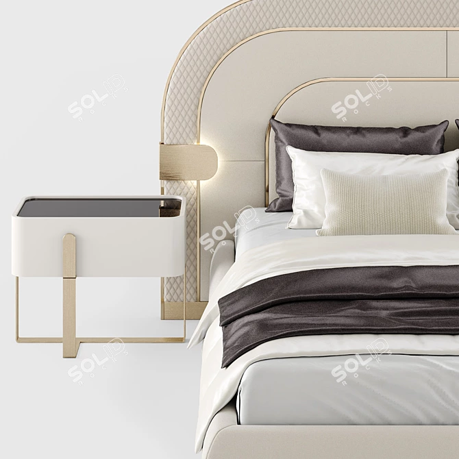 Elegant Eden Double Bed 3D model image 3