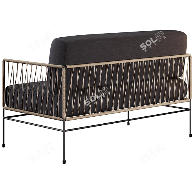 Filaria Metal & Rattan Sofa 3D model image 2