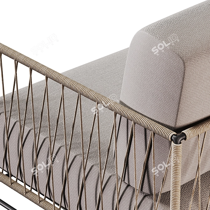 Filaria Metal & Rattan Sofa 3D model image 3