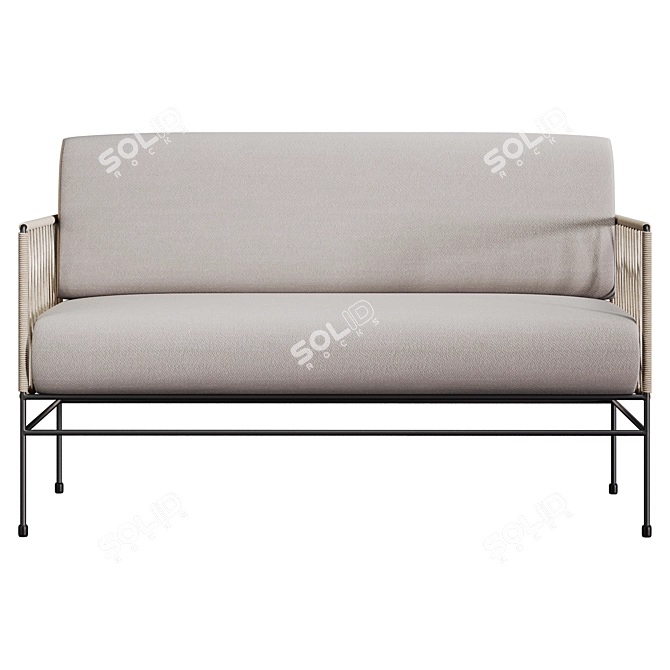 Filaria Metal & Rattan Sofa 3D model image 4