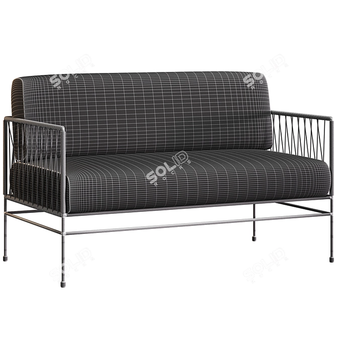 Filaria Metal & Rattan Sofa 3D model image 7