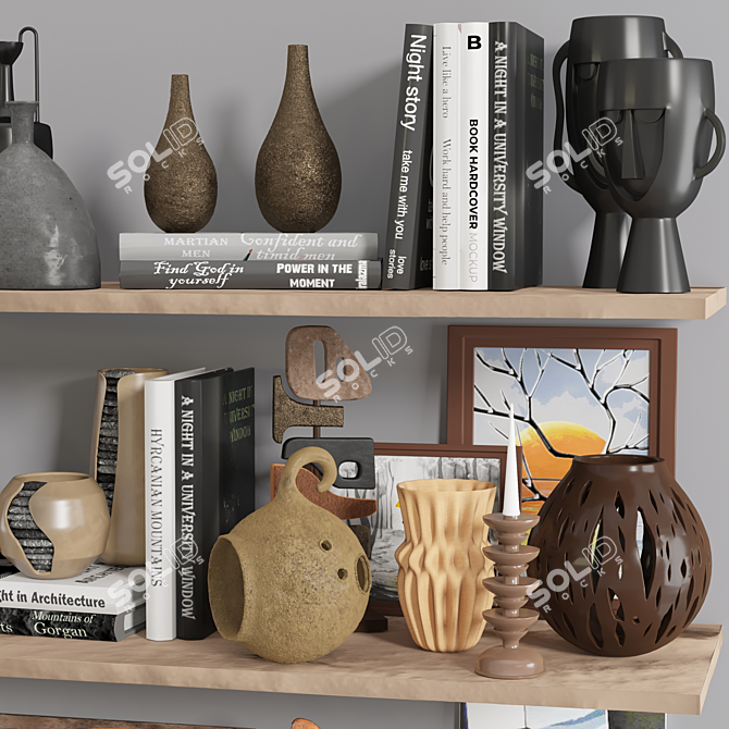 Elegant Decorative Vase Set 3D model image 3