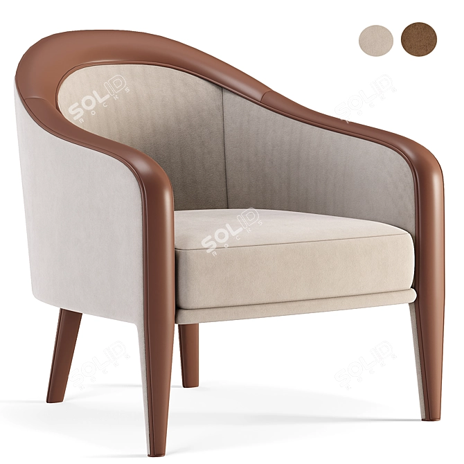 Luxury Tanned Leather Armchair 3D model image 1