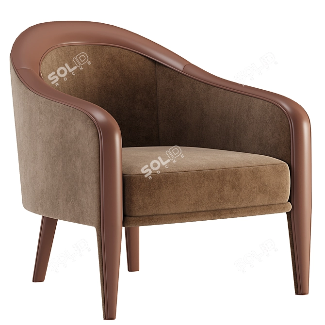 Luxury Tanned Leather Armchair 3D model image 2