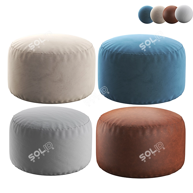 Stylish Round Pouf: Perfect for Any Room 3D model image 2