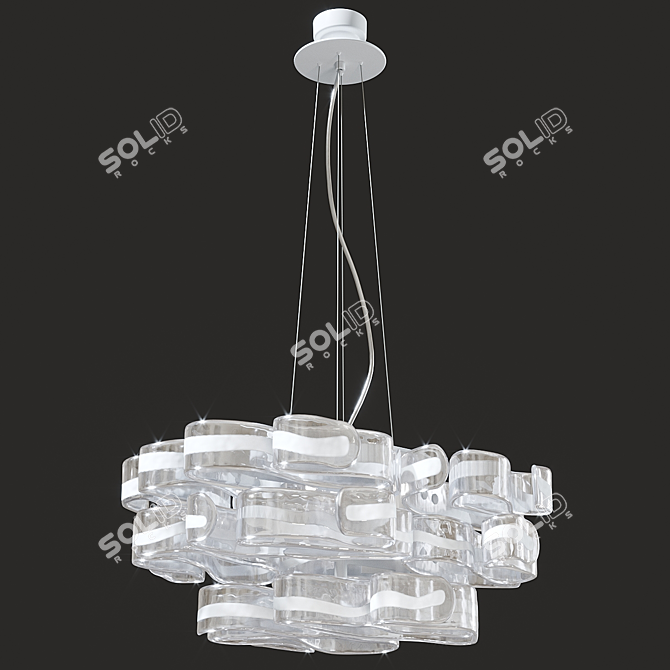 Elegant Murano Glass Metal Chandelier 3D model image 1