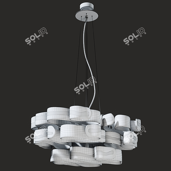 Elegant Murano Glass Metal Chandelier 3D model image 2