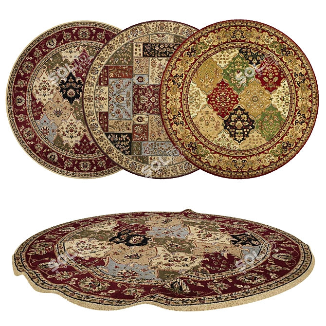 Versatile Round Rugs Set 3D model image 1