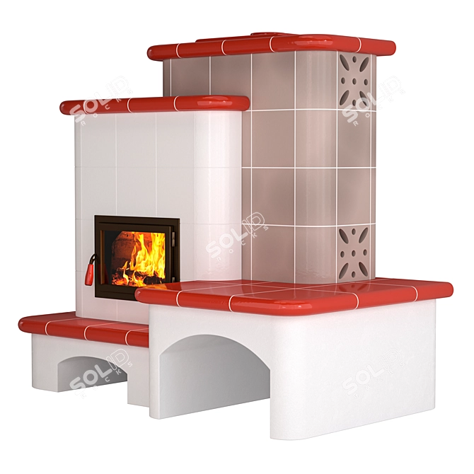 Elegant SABRINA Fireplace Stove 3D model image 2