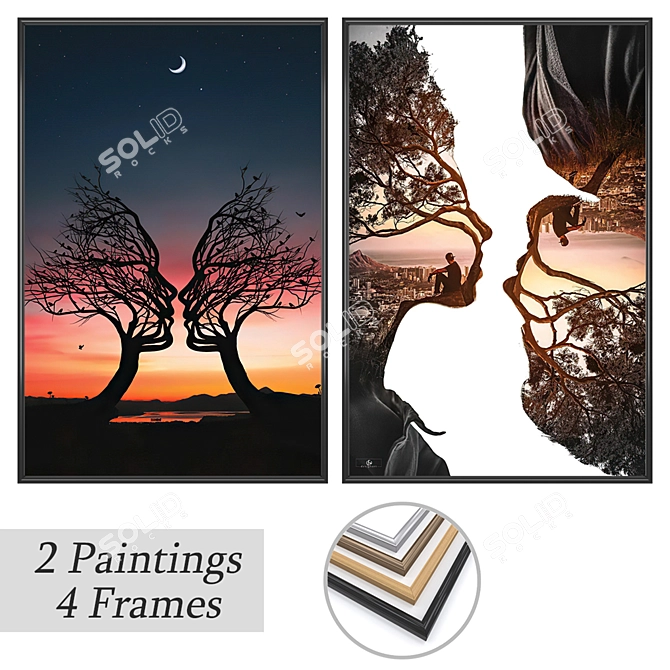 Artistic Set: Paintings & Frames 3D model image 1