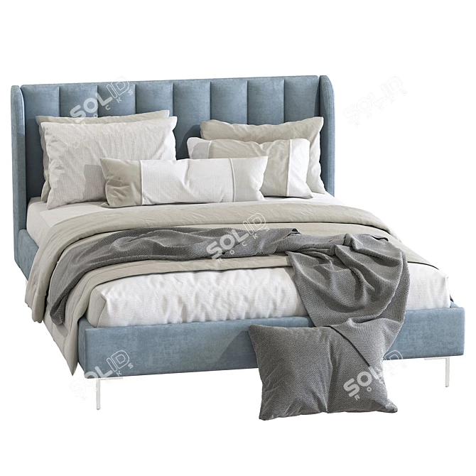 Cream Lizbeth Fabric Bed 231: Stylish and Comfortable 3D model image 3
