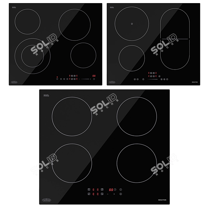 Sleek Belling Electric Hobs 3D model image 1