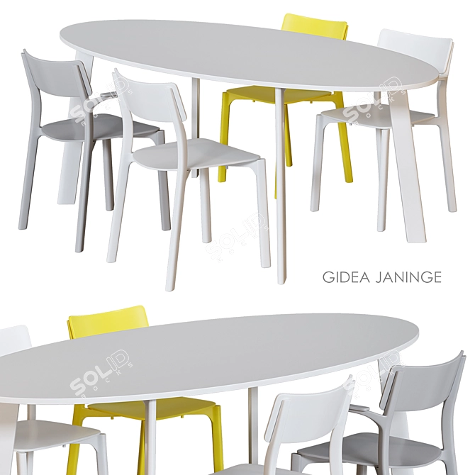 Modern Scandinavian GIDEÅ Table & JANINGE Chairs 3D model image 1