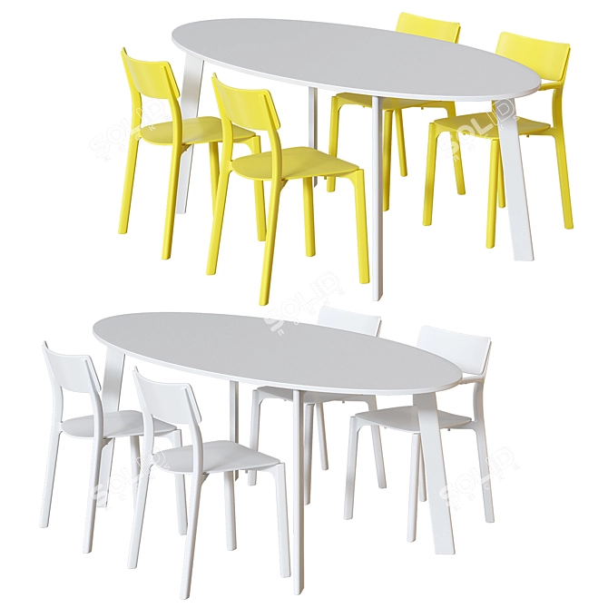 Modern Scandinavian GIDEÅ Table & JANINGE Chairs 3D model image 2