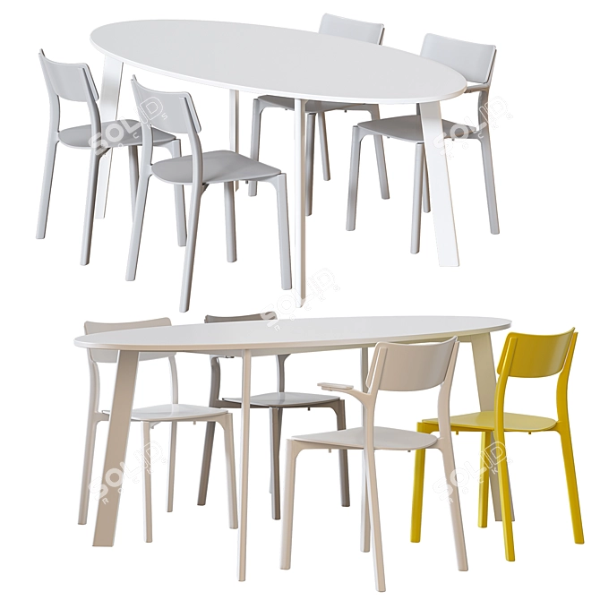 Modern Scandinavian GIDEÅ Table & JANINGE Chairs 3D model image 3