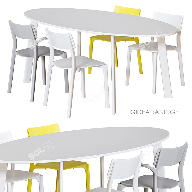 Modern Scandinavian GIDEÅ Table & JANINGE Chairs 3D model image 5