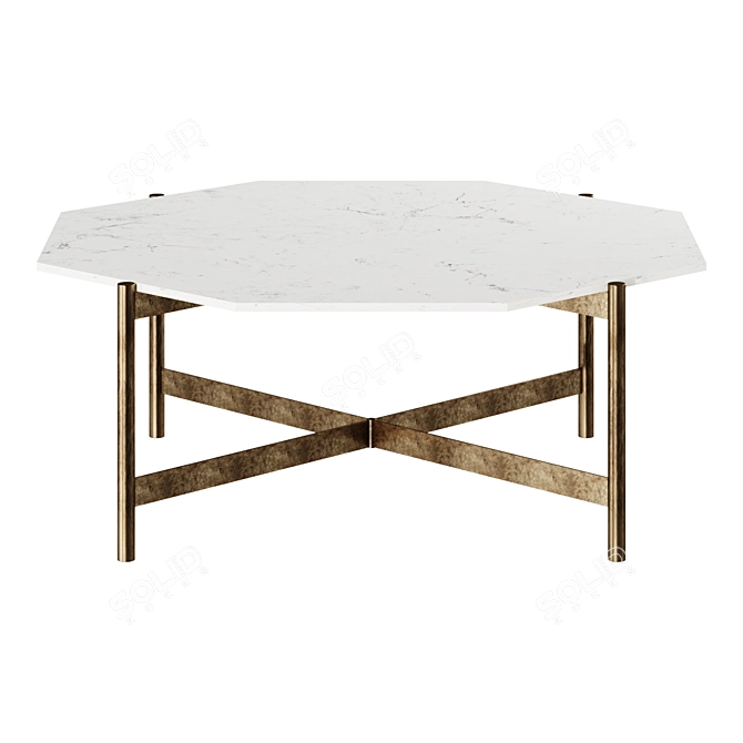 Elegant Geometric Marble Coffee Table 3D model image 1