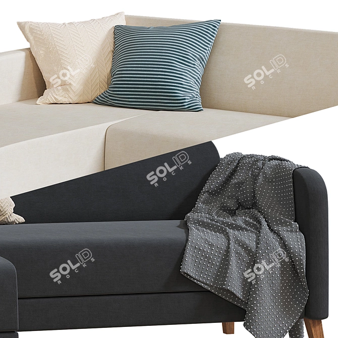 Luxe Linanäs Corner Sofa: Beige & Dark Gray 3D model image 3