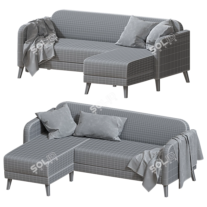 Luxe Linanäs Corner Sofa: Beige & Dark Gray 3D model image 4