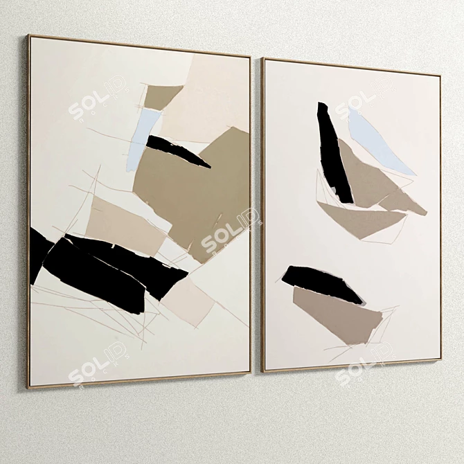 Plaster Dual Photo Frame: Modern Interior Decor 3D model image 5