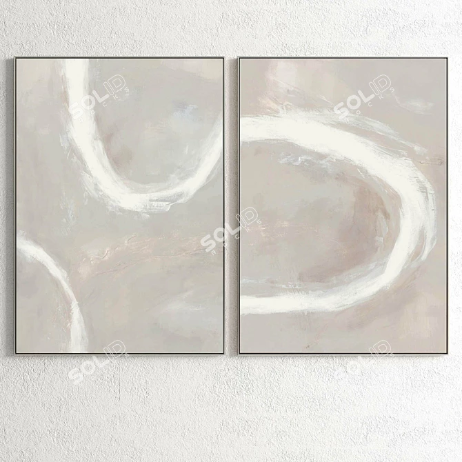 Elegant Plaster Double Photo Frame 3D model image 3