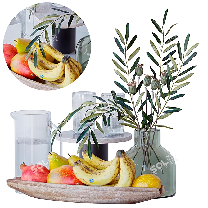 Kitchen Fruit Decor Set 3D model image 1
