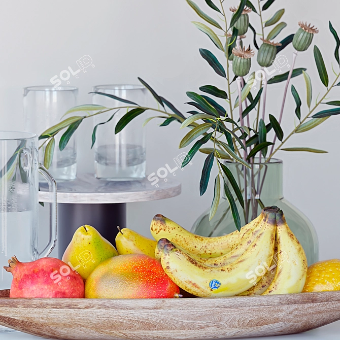 Kitchen Fruit Decor Set 3D model image 4