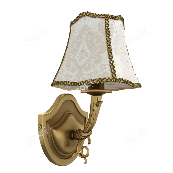 Italian Brass Wall Lamp 3D model image 1