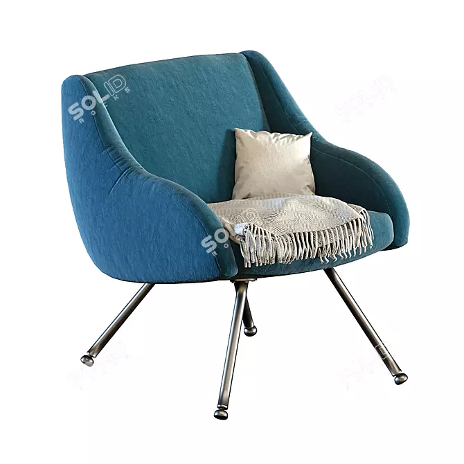 Velvet Vintage Armchair: Joyce 3D model image 1