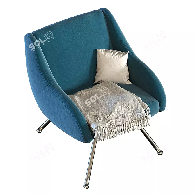 Velvet Vintage Armchair: Joyce 3D model image 3