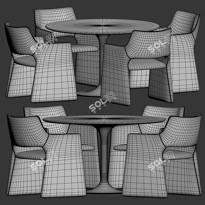Modern Marble Dining Set 3D model image 3