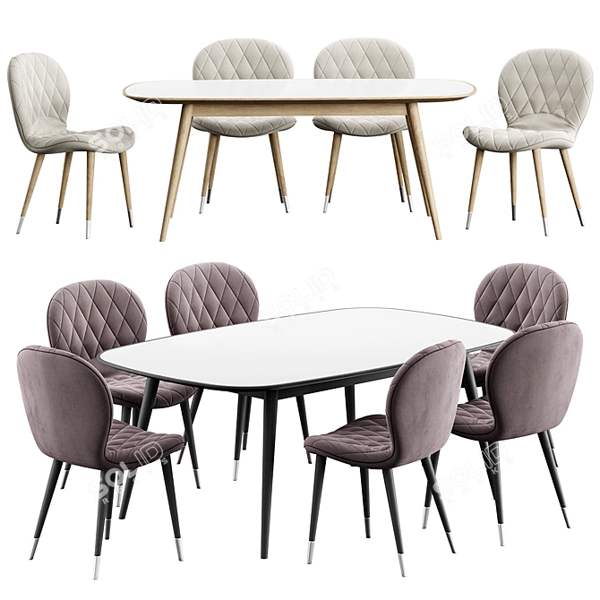 Hiro Chair & Konyshev HER 042 G Table - Elegant & Functional Design 3D model image 1