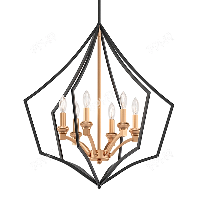 Sleek Freine Matte Abstract Chandelier 3D model image 1