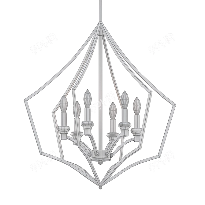 Sleek Freine Matte Abstract Chandelier 3D model image 2