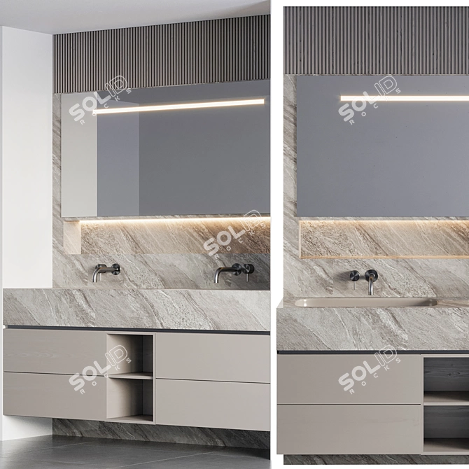 Modern Bathroom Furniture Set 3D model image 3