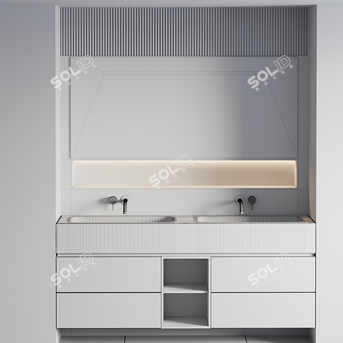 Modern Bathroom Furniture Set 3D model image 4